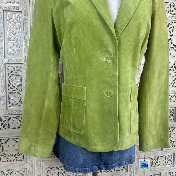 NWT Covington Kelly Green Suede Leather Work Careerwear Blazer Sz Small - Picture 3 of 7